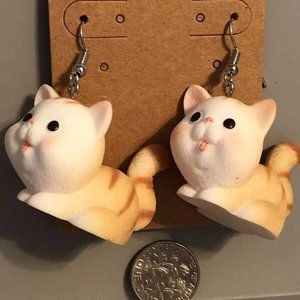 5/$20 Happy Cat 3D Dangle Earrings
